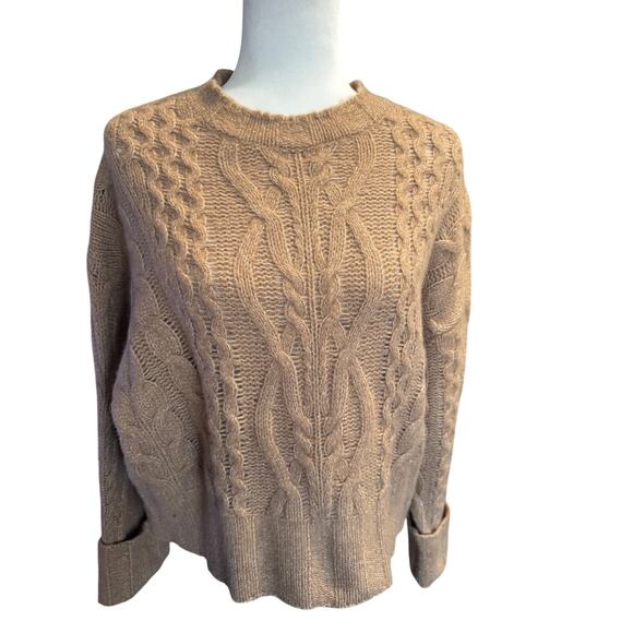 Banana Republic Camel Brown Wool Yak Cable Knit Sweater Size Small - Picture 3 of 8